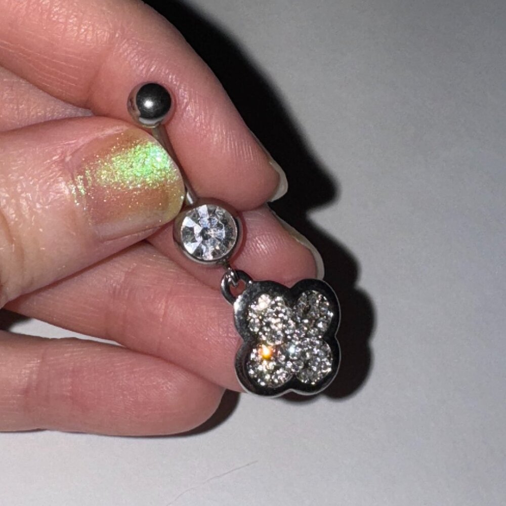 Flower Design Dangle Belly Ring